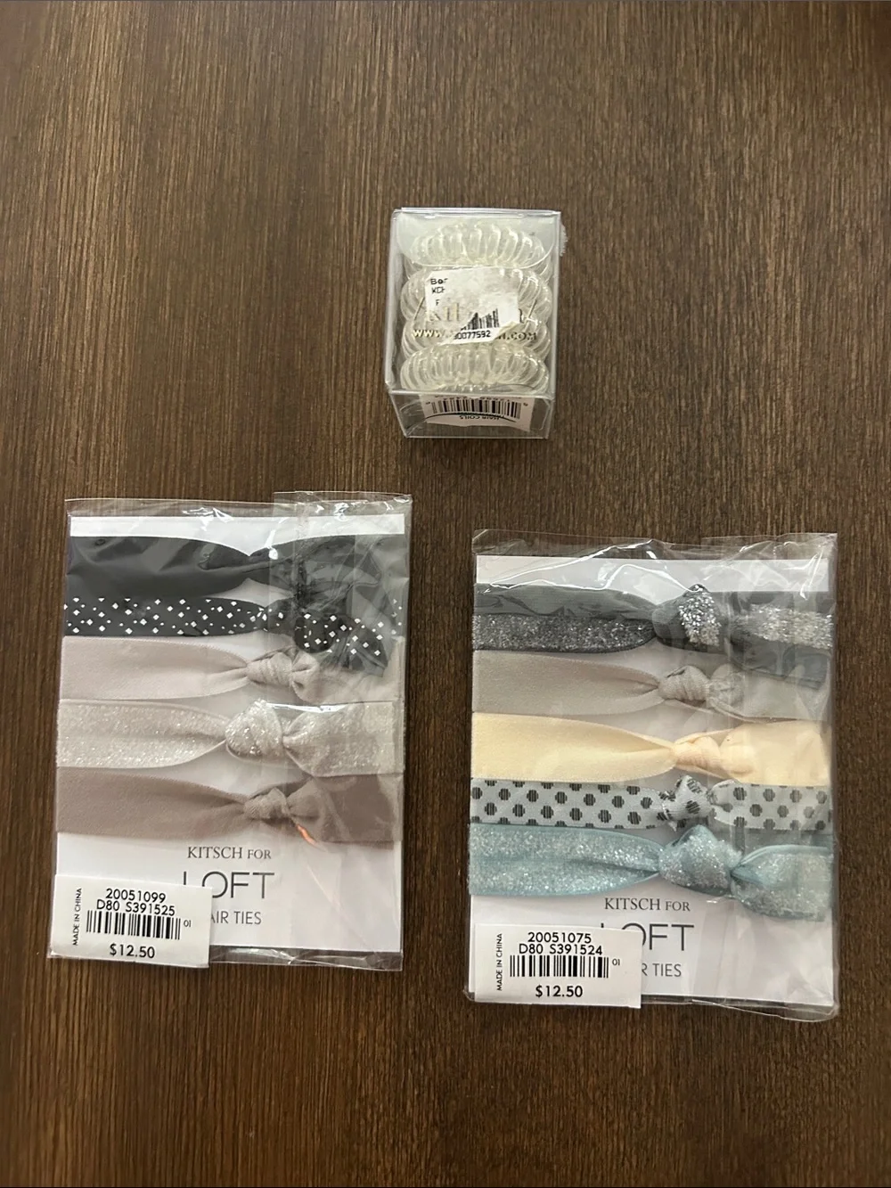 LOFT Neutral and Pastel Hair Tie Sets (2) (Bonus: Clear Spiral Coils)